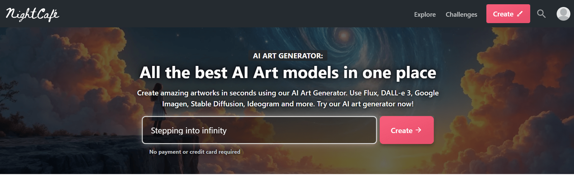 NightCafe AI website