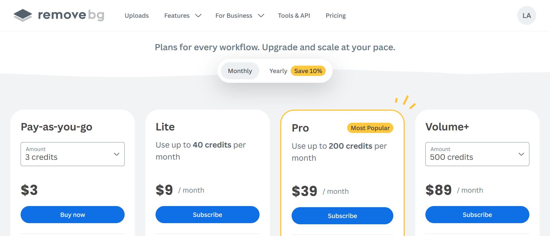 Remove.bg Pricing