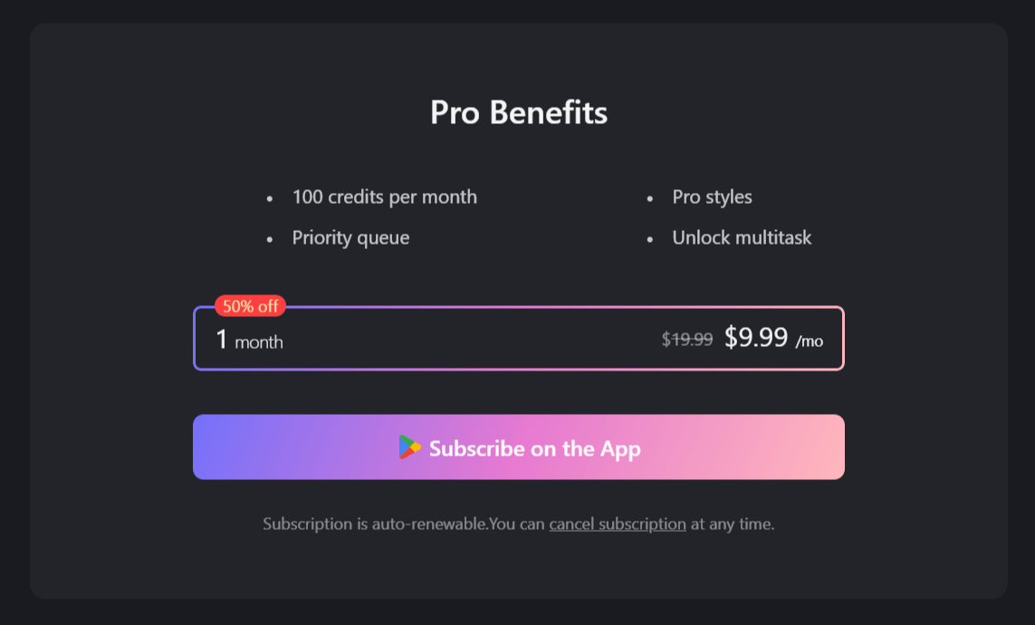 PicSo AI Pricing