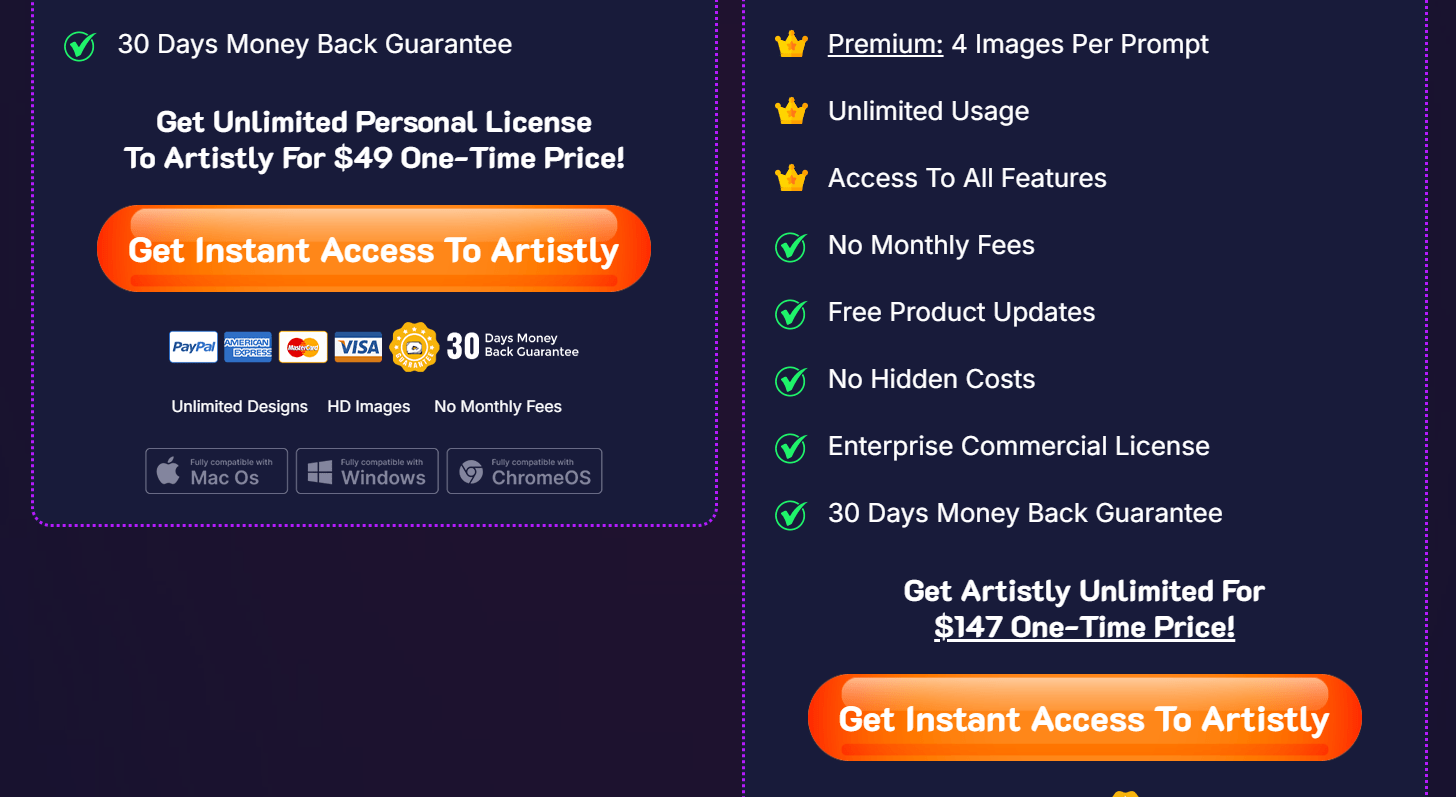 Artistly AI Pricing