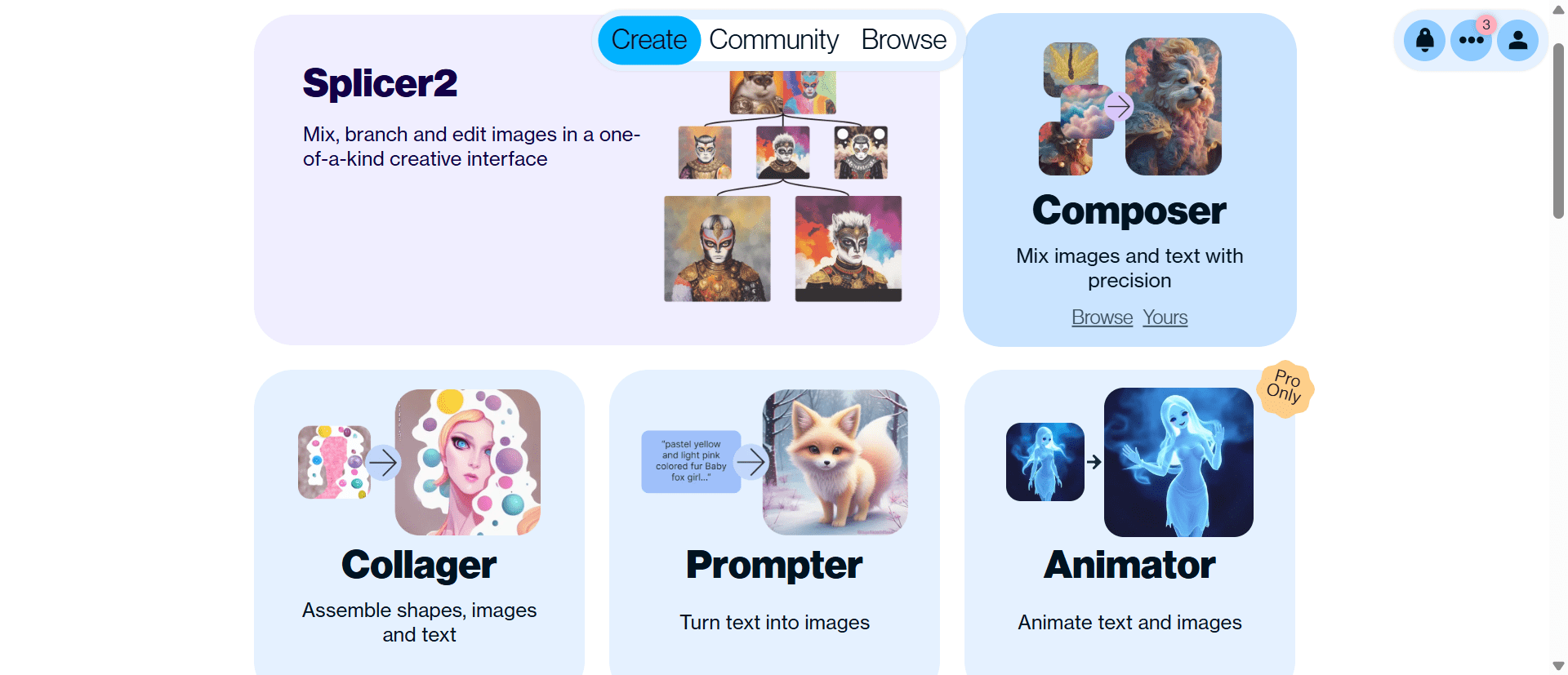Artbreeder AI dashboard