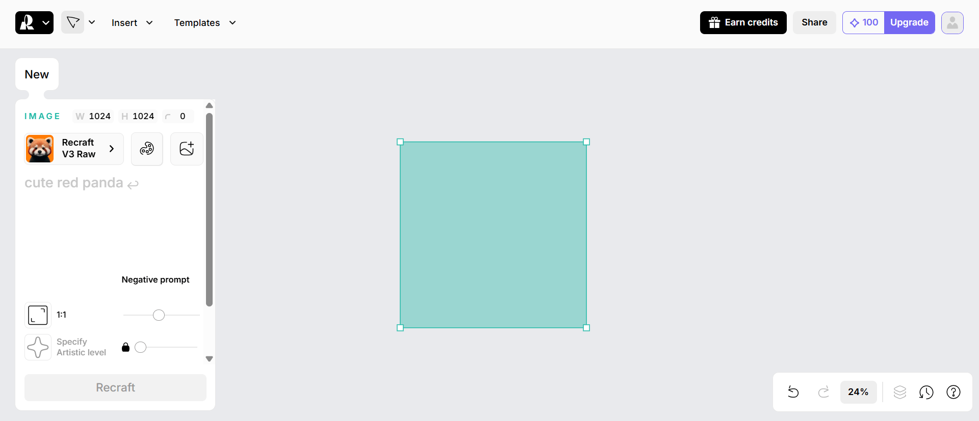 Recraft AI image or visual generation interface